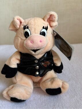 Harley Davidson Motorcycles Plush Pig w/ Lashes leather jacket - New Rare